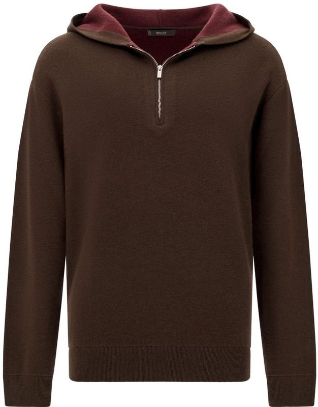 Boggi Milano - Half-Zip Hoodie - Bruin - Wol en Kasjmier