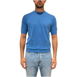 Filippo De Laurentiis, Heren, Tops, Blauw, Maat: XL Linnen,