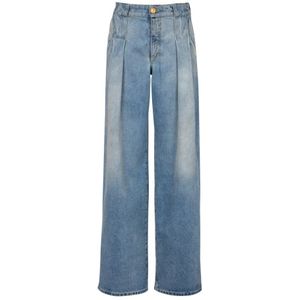 Balmain Geplooide denim jeans , Blue , Dames , Maat: 2XS