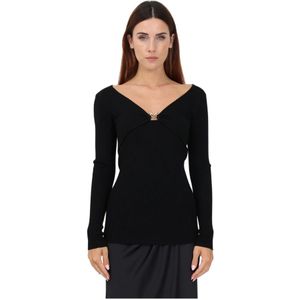 Pinko, Dames, Blouses & Shirts, Zwart, Maat: S Wol,