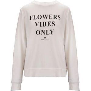 Elisabetta Franchi, Dames, Sweatshirts & Hoodies, Wit, Maat: L Katoen,