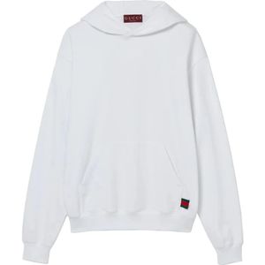 Gucci, Heren, Sweatshirts & Hoodies, Wit, Maat: S Katoen,