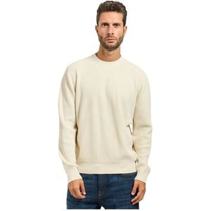 Hugo - Moderne Geribbelde Velours Sweater - Wit - Heren