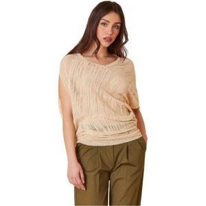 Manila Grace, Dames, Truien, Beige, Maat: XS Linnen,