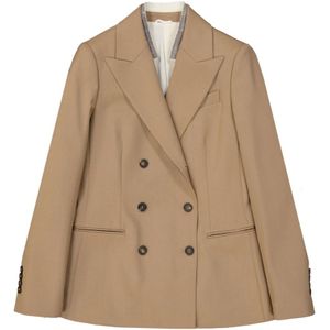 Brunello Cucinelli, Dames, Jassen, Bruin, Maat: XS Wol,