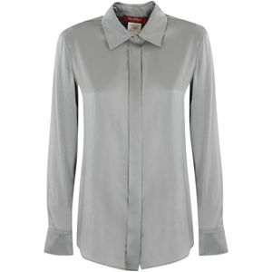 Max Mara Studio, Dames, Blouses & Shirts, Grijs, Maat: M Zijde,
