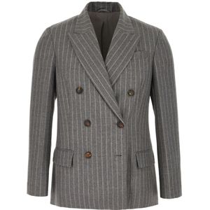 Brunello Cucinelli, Dames, Jassen, Grijs, Maat: L Zijde,