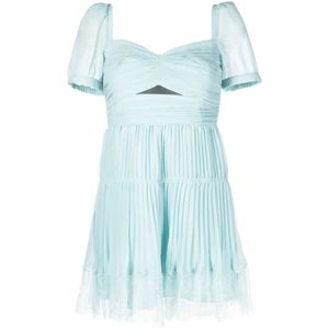 Self Portrait, Dames, Jurken, Blauw, Maat: 2XS Chiffon,