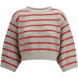 Brunello Cucinelli, Dames, Truien, Veelkleurig, Maat: XL Linnen,