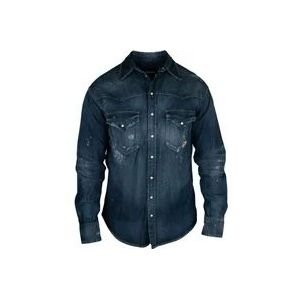 Dsquared2 Leaf Westavy Blue Denim Overhemd , Blue , Heren , Maat: M