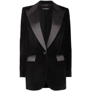 Dolce & Gabbana, Dames, Jassen, Zwart, Maat: S Satijn,