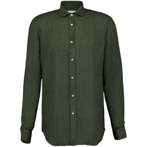 Boglioli, Heren, Overhemden, Groen, Maat: 3XL Linnen,