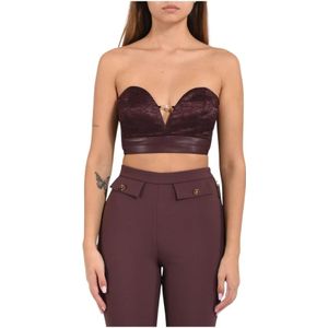 Elisabetta Franchi, Dames, Tops, Rood, Maat: XL Leer,