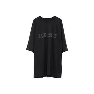 Jacquemus Zwart Logo Crew Neck T-shirt , Black , Heren , Maat: S