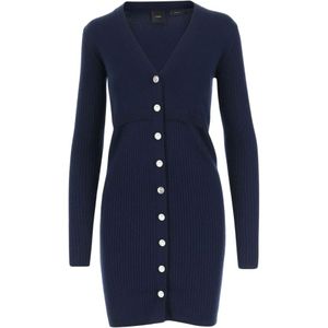 Pinko - Navy Blue - V-hals Jurk - Korte Jurk - Dames - Wol