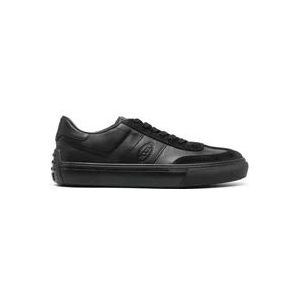 Tod's Leren sneakers met suède details , Black , Heren , Maat: 39 1/2 EU