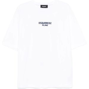 Dsquared2 - Bianco E Blu Navy - T-shirt - Wit - Heren - Katoen