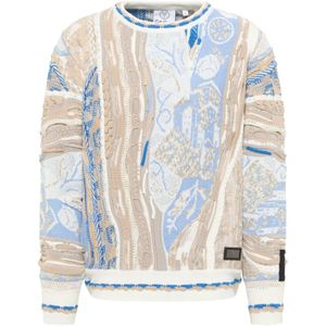 Carlo Colucci - Truien - Beige - Moderne 3D Jacquard Sweater