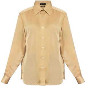 Tom Ford, Dames, Blouses & Shirts, Beige, Maat: M Zijde,