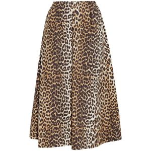 Ganni Luipaardprint Hoge Taille A-Lijn Rok , Brown , Dames , Maat: S