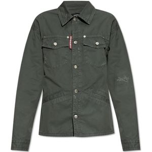 Dsquared2, Dames, Blouses & Shirts, Groen, Maat: 3XS Katoen,