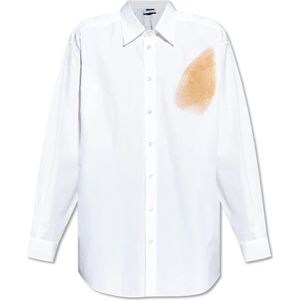 Moschino, Heren, Overhemden, Wit, Maat: M Katoen,