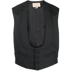 Gucci, Heren, Jassen, Zwart, Maat: L Wol,