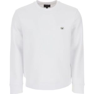 Emporio Armani, Heren, Sweatshirts & Hoodies, Wit, Maat: XL Katoen,