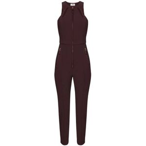 Elisabetta Franchi, Dames, Jumpsuits & Playsuits, Bruin, Maat: XS Leer,