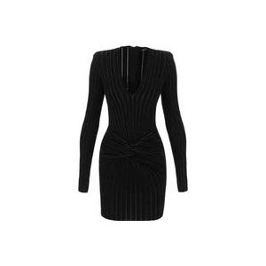 Balmain Elegante Zwarte Cocktailjurk , Black , Dames , Maat: M