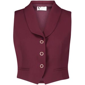 Vera Mont - Elegant Vest met Kraag - Rood - Dames - Leer