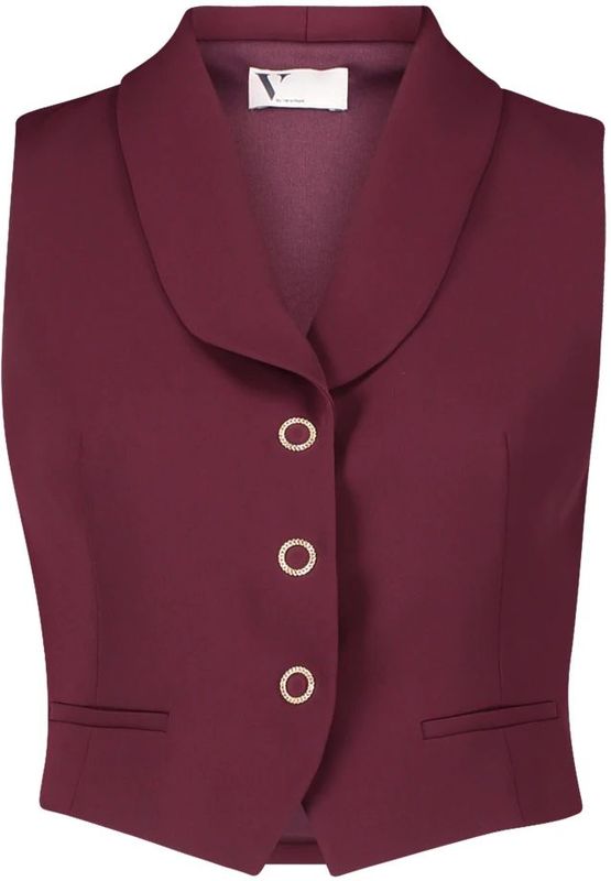 Vera Mont - Elegant Vest met Kraag - Rood - Dames - Leer