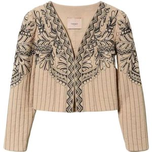 Twinset, Dames, Truien, Beige, Maat: XS Katoen,
