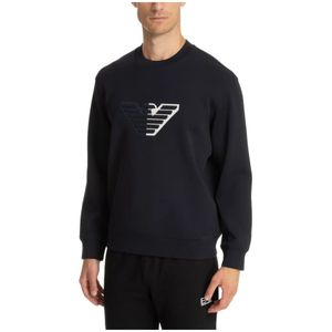 Emporio Armani, Heren, Sweatshirts & Hoodies, Blauw, Maat: XL Katoen,