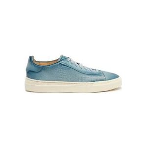 Santoni Heritage Leren Sneaker , Blue , Heren , Maat: 41 1/2 EU