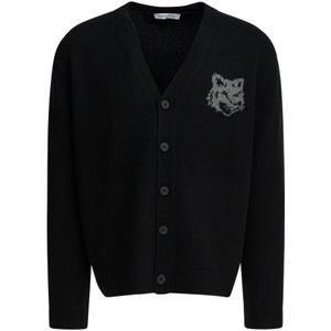 Maison Kitsuné, Heren, Truien, Zwart, Maat: XL Wol,