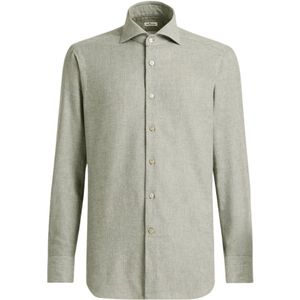 Kiton, Heren, Overhemden, Grijs, Maat: 2XL Katoen,