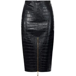 Elisabetta Franchi, Dames, Rokken, Zwart, Maat: S Leer,