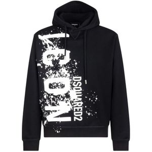 Dsquared2, Heren, Sweatshirts & Hoodies, Zwart, Maat: L Katoen,