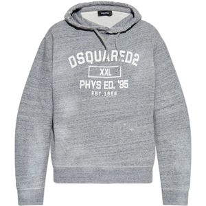 Dsquared2, Heren, Sweatshirts & Hoodies, Grijs, Maat: L Katoen,