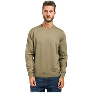 Hugo - Groene Crew Neck Wollen Trui - Heren