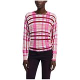 Desigual - Checked Pattern - Knitwear - Pink - Lange Mouwen - Ronde Hals