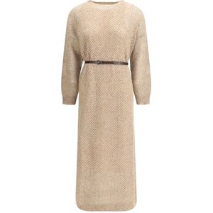Brunello Cucinelli, Dames, Jurken, Beige, Maat: XL Katoen,