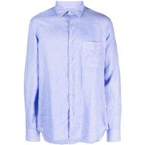 Aspesi, Heren, Overhemden, Blauw, Maat: 2XL Linnen,