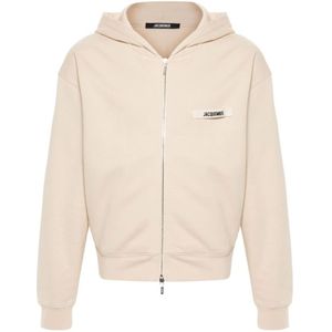 Jacquemus, Heren, Sweatshirts & Hoodies, Beige, Maat: XL Katoen,