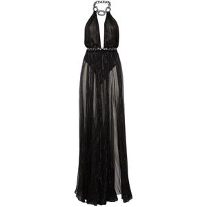Philipp Plein, Dames, Jurken, Zwart, Maat: XL Chiffon,