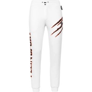 Plein Sport - Jogging Broeken Scratch - Wit - Heren - Katoenfleece