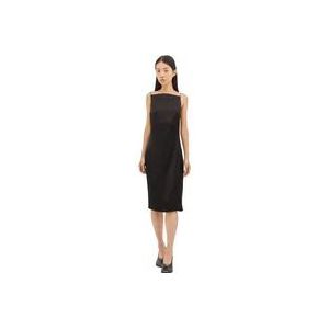 Jacquemus Satin Midi Jurk met Open Zijkanten , Black , Dames , Maat: 2XS