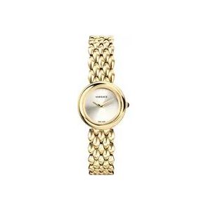 Versace V-Flare Goud Roestvrij Stalen Horloge , Yellow , Dames , Maat: ONE Size