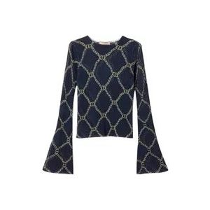 Twinset Blauwe Chain Print Sweaters , Blue , Dames , Maat: S